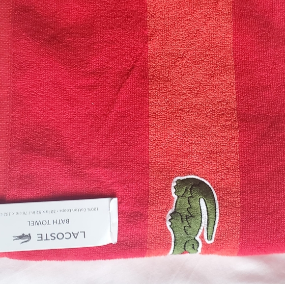 Lacoste Towel Bath Spa Pool Croc Travel ORANGE Cotton 30x52" Beach BATHROOM - Picture 6 of 7